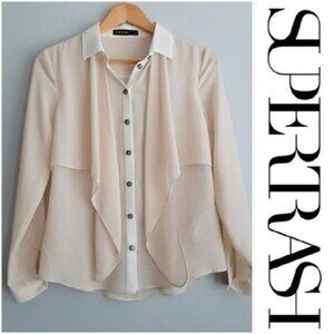 SUPERTRASH Light Blush Cream Button Down Top Sz 34 XS